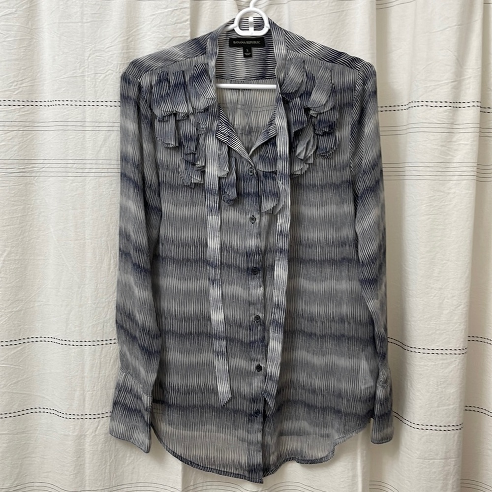 Banana Republic Sheet Button Down Top with Frill Design on Front